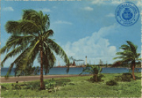 Beach with Lago Oil Refinery, San Nicolas, Aruba, Netherlands Antilles (Postcard, ca. 1967)