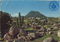 Rocks and cacti at Piedra Plat, Aruba (Postcard, ca. 1969)
