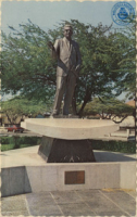 Statue of the late Mr. Juan Enrique Yrausquin (Postcard, ca. 1969) During his life Mr. Yrausquin has unfolded a good deal of activities for his native island. What he has done for Aruba will always be remembered and will always be a symbol of his attachment to his people for which he did so much