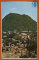 Typical Aruban landscape with Haystack mountain in the background (Postcard, ca. 1971)