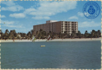 Aruba Holiday Inn Hotel. Crystal blue water and white beach (Postcard, ca. 1971)