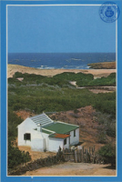 View on Daimari, old plantation on Aruba's north coast. Typical Aruban house in foreground (Postcard, ca. 1972)