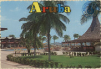The Balashi bar for cold drinks at poolside at Aruba Sheraton Hotel & Casino (Postcard, ca. 1972)