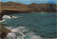 Aruba's Rocky North Coast (Postcard, ca. 1975) The other Aruba. Rugged and rocky North coast with thundering seas and moon-like shape landscapes