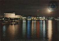 Aruba's Paardenbaai Harbour and the Boulevard by night. Oranjestad, Aruba (Postcard, ca. 1976)
