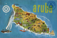 Map of Aruba (Postcard, ca. 1980-1986)