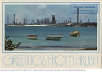 Greetings from Aruba. Lago Oil Refinery (Postcard, ca. 1980-1986) Lago Oil Refinery, one of the world's largest, most modern and cleanest refinery and desulphurization plants