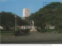 Oranjestad. Plaza Henny Eman with the King Willem III Tower (Postcard, ca. 1980-1986)