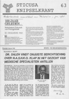 Sticusa Knipselkrant no. 63 (Januari 1985), Stichting voor Culturele Samenwerking (STICUSA)