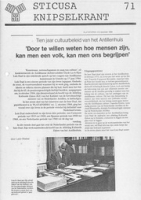 Sticusa Knipselkrant no. 71 (Maart 1985), Stichting voor Culturele Samenwerking (STICUSA)