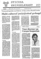 Sticusa Knipselkrant no. 203 (Juni 1988), Stichting voor Culturele Samenwerking (STICUSA)