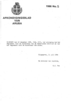 Afkondigingsblad van Aruba 1986 no. 5, DWJZ - Directie Wetgeving en Juridische Zaken