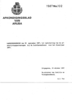 Afkondigingsblad van Aruba 1987 no. 102, DWJZ - Directie Wetgeving en Juridische Zaken