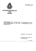 Afkondigingsblad van Aruba 1987 no. 105, DWJZ - Directie Wetgeving en Juridische Zaken