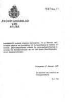 Afkondigingsblad van Aruba 1987 no. 11, DWJZ - Directie Wetgeving en Juridische Zaken