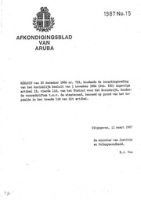 Afkondigingsblad van Aruba 1987 no. 15, DWJZ - Directie Wetgeving en Juridische Zaken