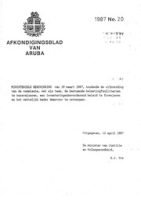 Afkondigingsblad van Aruba 1987 no. 20, DWJZ - Directie Wetgeving en Juridische Zaken