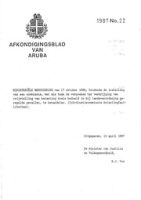 Afkondigingsblad van Aruba 1987 no. 22, DWJZ - Directie Wetgeving en Juridische Zaken