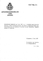Afkondigingsblad van Aruba 1987 no. 24, DWJZ - Directie Wetgeving en Juridische Zaken
