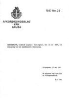 Afkondigingsblad van Aruba 1987 no. 39, DWJZ - Directie Wetgeving en Juridische Zaken