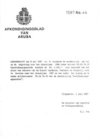 Afkondigingsblad van Aruba 1987 no. 44, DWJZ - Directie Wetgeving en Juridische Zaken