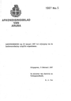 Afkondigingsblad van Aruba 1987 no. 5, DWJZ - Directie Wetgeving en Juridische Zaken
