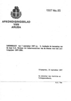 Afkondigingsblad van Aruba 1987 no. 85, DWJZ - Directie Wetgeving en Juridische Zaken