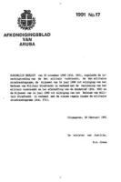 Afkondigingsblad van Aruba 1991 no. 17, DWJZ - Directie Wetgeving en Juridische Zaken