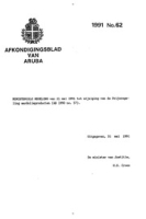 Afkondigingsblad van Aruba 1991 no. 62, DWJZ - Directie Wetgeving en Juridische Zaken