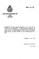 Afkondigingsblad van Aruba 1991 no. 73, DWJZ - Directie Wetgeving en Juridische Zaken