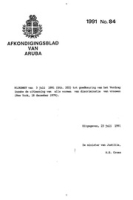 Afkondigingsblad van Aruba 1991 no. 84, DWJZ - Directie Wetgeving en Juridische Zaken