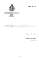 Afkondigingsblad van Aruba 1994 no. 27, DWJZ - Directie Wetgeving en Juridische Zaken