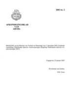 Afkondigingsblad van Aruba 2003 no. 2, DWJZ - Directie Wetgeving en Juridische Zaken