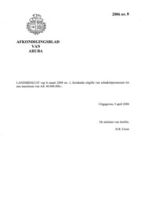 Afkondigingsblad van Aruba 2006 no. 8, DWJZ - Directie Wetgeving en Juridische Zaken