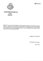 Afkondigingsblad van Aruba 2007 no. 41, DWJZ - Directie Wetgeving en Juridische Zaken