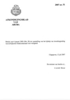 Afkondigingsblad van Aruba 2007 no. 51, DWJZ - Directie Wetgeving en Juridische Zaken
