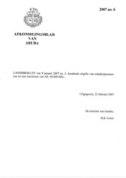 Afkondigingsblad van Aruba 2007 no. 6, DWJZ - Directie Wetgeving en Juridische Zaken