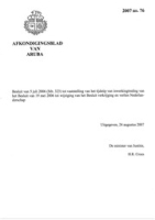 Afkondigingsblad van Aruba 2007 no. 76, DWJZ - Directie Wetgeving en Juridische Zaken