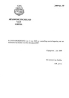 Afkondigingsblad van Aruba 2009 no. 40, DWJZ - Directie Wetgeving en Juridische Zaken