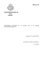 Afkondigingsblad van Aruba 2012 no. 43, DWJZ - Directie Wetgeving en Juridische Zaken