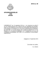Afkondigingsblad van Aruba 2016 no. 49, DWJZ - Directie Wetgeving en Juridische Zaken