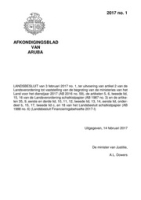 Afkondigingsblad van Aruba 2017 no. 1, DWJZ - Directie Wetgeving en Juridische Zaken