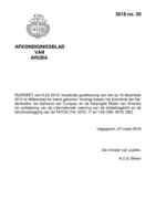 Afkondigingsblad van Aruba 2018 no. 20, DWJZ - Directie Wetgeving en Juridische Zaken