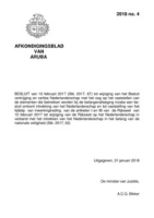 Afkondigingsblad van Aruba 2018 no. 4, DWJZ - Directie Wetgeving en Juridische Zaken