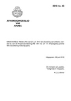 Afkondigingsblad van Aruba 2018 no. 43, DWJZ - Directie Wetgeving en Juridische Zaken