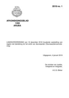 Afkondigingsblad van Aruba 2019 no. 1, DWJZ - Directie Wetgeving en Juridische Zaken