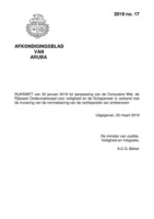 Afkondigingsblad van Aruba 2019 no. 17, DWJZ - Directie Wetgeving en Juridische Zaken