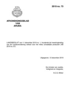 Afkondigingsblad van Aruba 2019 no. 73, DWJZ - Directie Wetgeving en Juridische Zaken