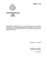 Afkondigingsblad van Aruba 2020 no. 115, DWJZ - Directie Wetgeving en Juridische Zaken