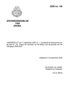 Afkondigingsblad van Aruba 2020 no. 140, DWJZ - Directie Wetgeving en Juridische Zaken